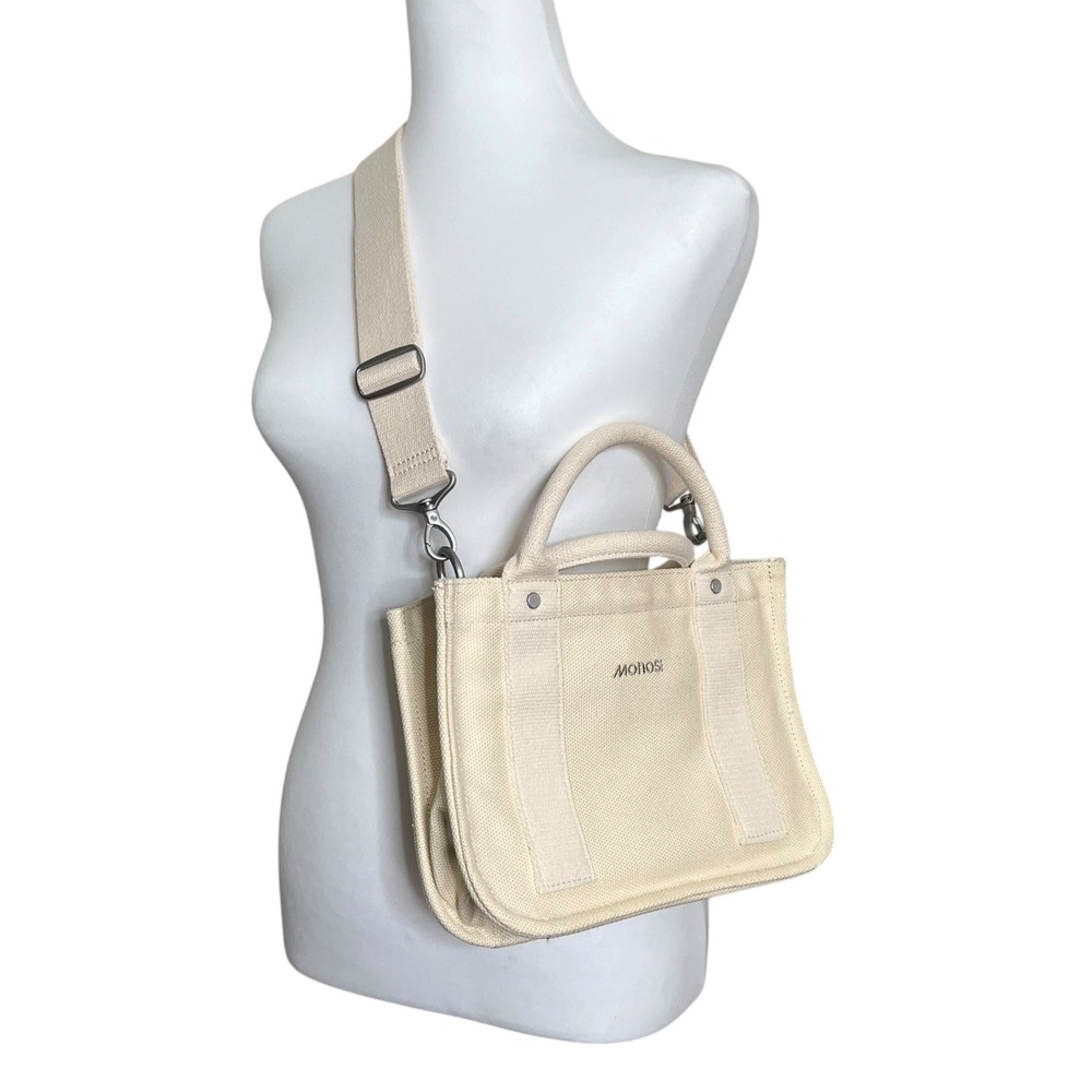 Monos Gesso Small Tote Natural Canvas Crossbody Shoulder Bag Travel Minimal Chic